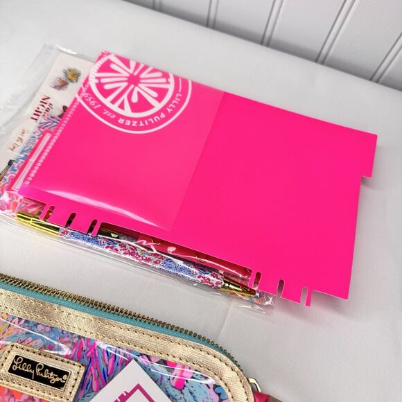 Lilly Pulitzer Agenda Bonus Pack Stickers Pen Tassel Paper Clips Snap Folder - Picture 7 of 9
